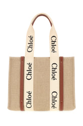 Cappuccino linen medium Woody shopping bag -  | High Quality Luxury Handbag Shop