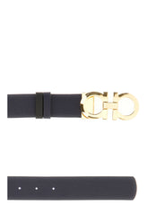Navy blue leather reversible belt -  | High Quality Luxury Handbag Shop