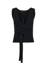 Black stretch wool blend top -  | High Quality Luxury Handbag Shop