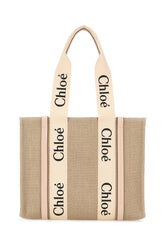 Cappuccino linen medium Woody shopping bag -  | High Quality Luxury Handbag Shop