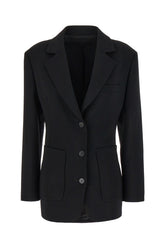 Black stretch wool blend blazer -  | High Quality Luxury Handbag Shop