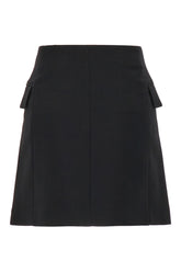 Black stretch wool blend mini skirt -  | High Quality Luxury Handbag Shop