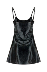 Black stretch vinyl mini dress -  | High Quality Luxury Handbag Shop