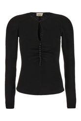 Black viscose blend top -  | High Quality Luxury Handbag Shop
