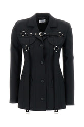 Black stretch polyester blend blazer -  | High Quality Luxury Handbag Shop
