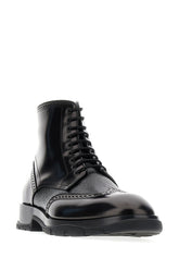 Black leather Punk Worker ankle boots -  | High Quality Luxury Handbag Shop