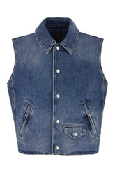 Giubbino smanicato in denim -  | High Quality Luxury Handbag Shop
