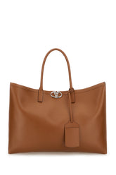 Brown leather medium VLogo Locker shopping bag -  | High Quality Luxury Handbag Shop