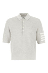 Grey linen blend polo shirt -  | High Quality Luxury Handbag Shop