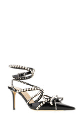 Black leather Crystal Studs pumps -  | High Quality Luxury Handbag Shop