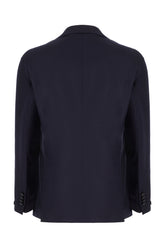 Navy blue stretch wool blazer -  | High Quality Luxury Handbag Shop