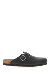 Charcoal leather Boston slippers -  | High Quality Luxury Handbag Shop