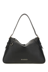 Black leather GG Emblem shoulder bag -  | High Quality Luxury Handbag Shop