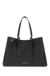 Black leather GG Emblem shopping bag -  | High Quality Luxury Handbag Shop