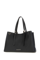 Black leather GG Emblem shopping bag -  | High Quality Luxury Handbag Shop