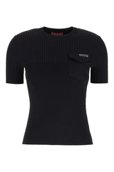 T-shirt in misto viscosa stretch nera -  | High Quality Luxury Handbag Shop