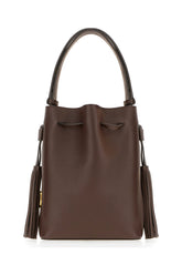 Chocolate leather VLogo Signature bucket bag -  | High Quality Luxury Handbag Shop