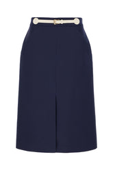 Gonna in misto lana blu navy -  | High Quality Luxury Handbag Shop
