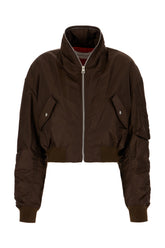 Chocolate nylon padded bomber jacket -  | High Quality Luxury Handbag Shop