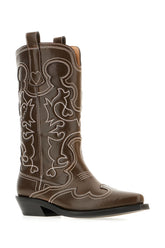 Brown synthetic leather Shaft boots -  | High Quality Luxury Handbag Shop