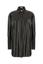Black leather oversized shirt -  | High Quality Luxury Handbag Shop