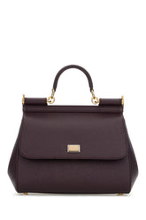 Aubergine leather medium Sicily handbag -  | High Quality Luxury Handbag Shop