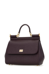 Aubergine leather medium Sicily handbag -  | High Quality Luxury Handbag Shop