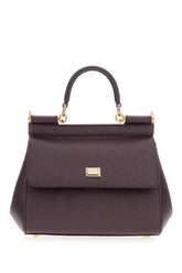 Borsa a mano Sicily media in pelle melanzana -  | High Quality Luxury Handbag Shop