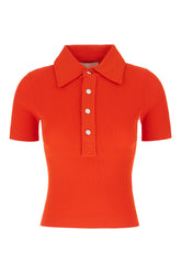 Coral red viscose blend polo shirt -  | High Quality Luxury Handbag Shop