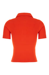 Coral red viscose blend polo shirt -  | High Quality Luxury Handbag Shop