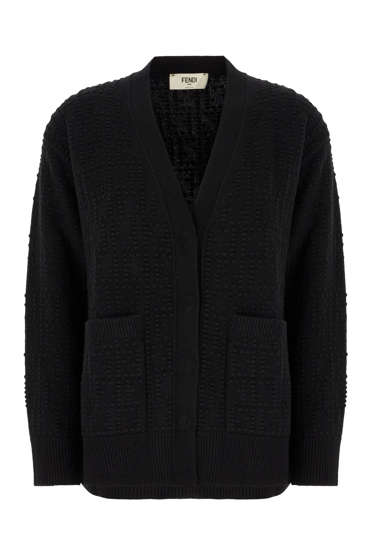 Black stretch wool blend cardigan -  | High Quality Luxury Handbag Shop