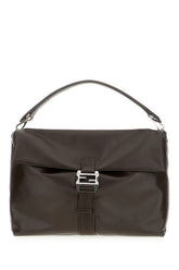 Dark brown leather maxi Flux handbag -  | High Quality Luxury Handbag Shop
