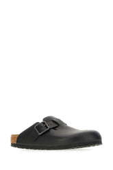 Black leather Boston Wire slippers -  | High Quality Luxury Handbag Shop