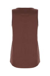 Chocolate stretch silk top -  | High Quality Luxury Handbag Shop