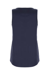 Navy blue stretch silk top -  | High Quality Luxury Handbag Shop