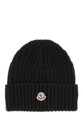 Black wool blend beanie hat -  | High Quality Luxury Handbag Shop