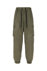 Military green stretch polyester cargo pants -  | High Quality Luxury Handbag Shop