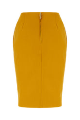 Gonna in misto viscosa stretch ocra -  | High Quality Luxury Handbag Shop