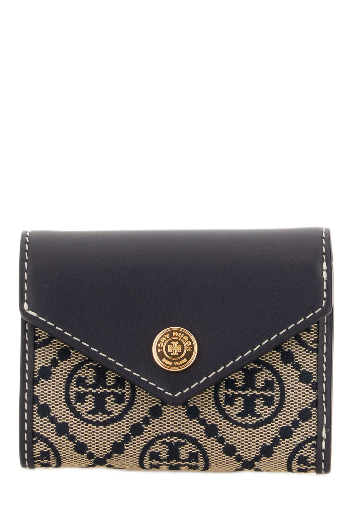 Blue navy leather and fabric wallet -  | High Quality Luxury Handbag Shop