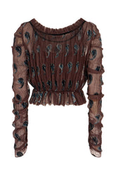 Chocolate silk blend top -  | High Quality Luxury Handbag Shop