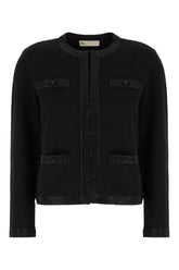 Black stretch wool blend cardigan -  | High Quality Luxury Handbag Shop