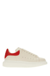 Ivory leather sneakers with red leather heel -  | High Quality Luxury Handbag Shop