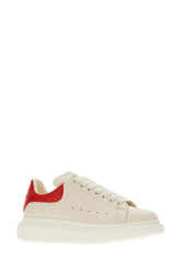 Ivory leather sneakers with red leather heel -  | High Quality Luxury Handbag Shop