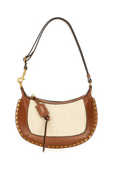 Two-tone rafia and leather Oskan moon shoulder bag -  | High Quality Luxury Handbag Shop