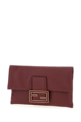 Plum leather Mamma Baguette pouch -  | High Quality Luxury Handbag Shop