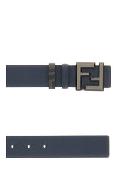 Midnight blue leather reversible belt -  | High Quality Luxury Handbag Shop