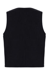Midnight blue wool sleeveless cardigan -  | High Quality Luxury Handbag Shop