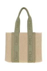 Cappuccino linen large Woody shopping bag -  | High Quality Luxury Handbag Shop