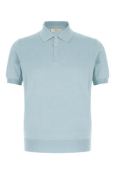 Light blue silk blend polo shirt -  | High Quality Luxury Handbag Shop
