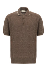 Melange brown linen blend polo shirt -  | High Quality Luxury Handbag Shop